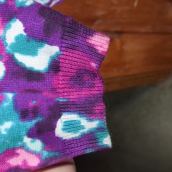 TRADITION* vintage long sleeve button front cardigan tie dye look purple teal L - Picture 10 of 15